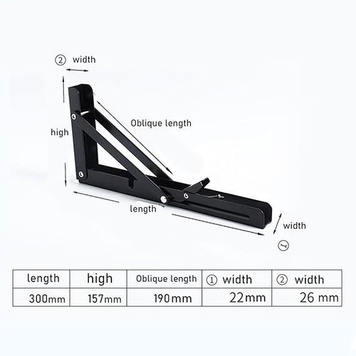 2Pcs Folding Shelf Brackets Wall Mounted Hardware Heavy Duty for Bench Table Black