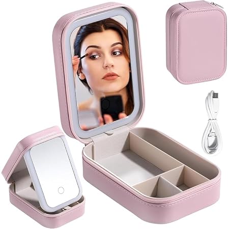 HanGlow LED Mirror Cosmetic Organizer Case (RANDOM COLOR) - CL-RA-2155