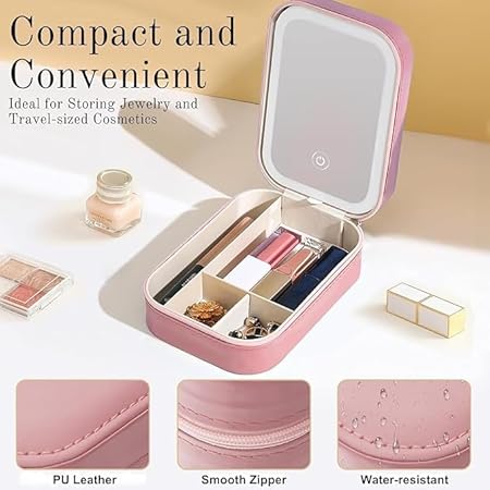 HanGlow LED Mirror Cosmetic Organizer Case (RANDOM COLOR) - CL-RA-2155